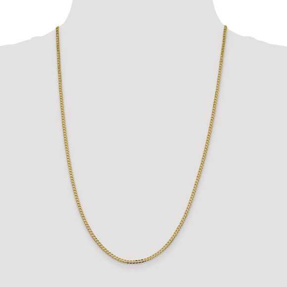 14k Yellow Gold 18 inch 2.3mm Flat Beveled Curb with Lobster Clasp Chain